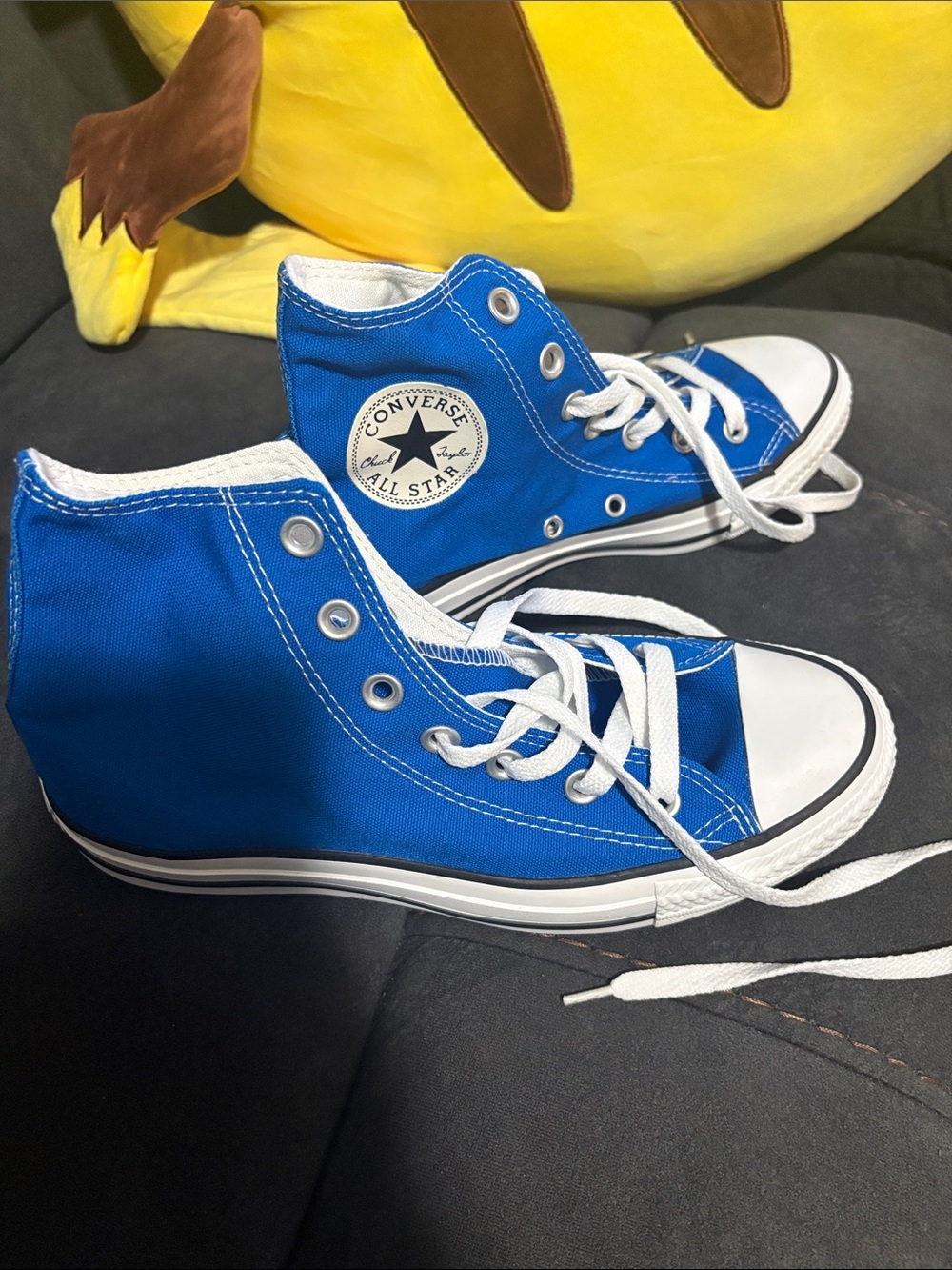 Converse High Top Sneakers in Bright Blue and White